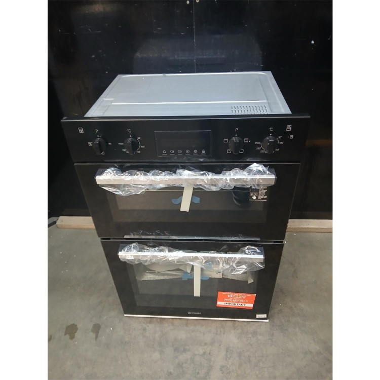 Refurbished Indesit Electric Built In Double Oven - Black