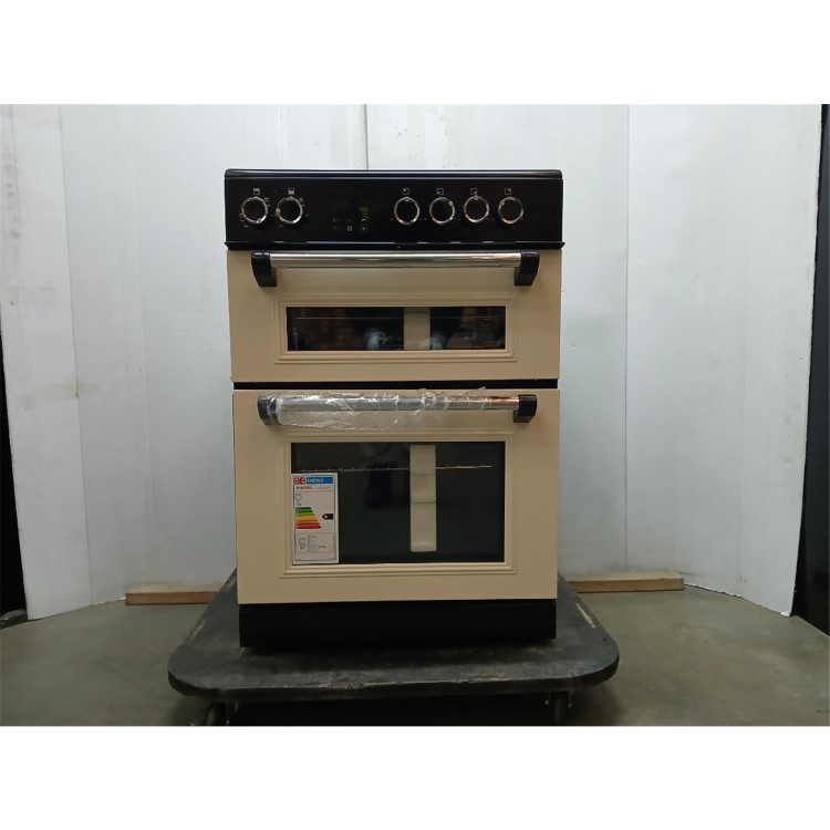 Refurbished electriQ 60cm Double Oven Electric Cooker - Cream