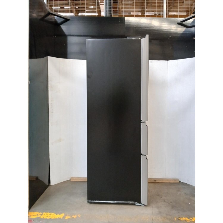 GRADE A2 - electriQ 320 Litre French Style American Fridge Freezer - Black Glass