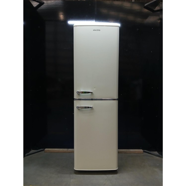 Refurbished electriQ 246 Litre 50/50 Retro Freestanding Fridge Freezer - Cream