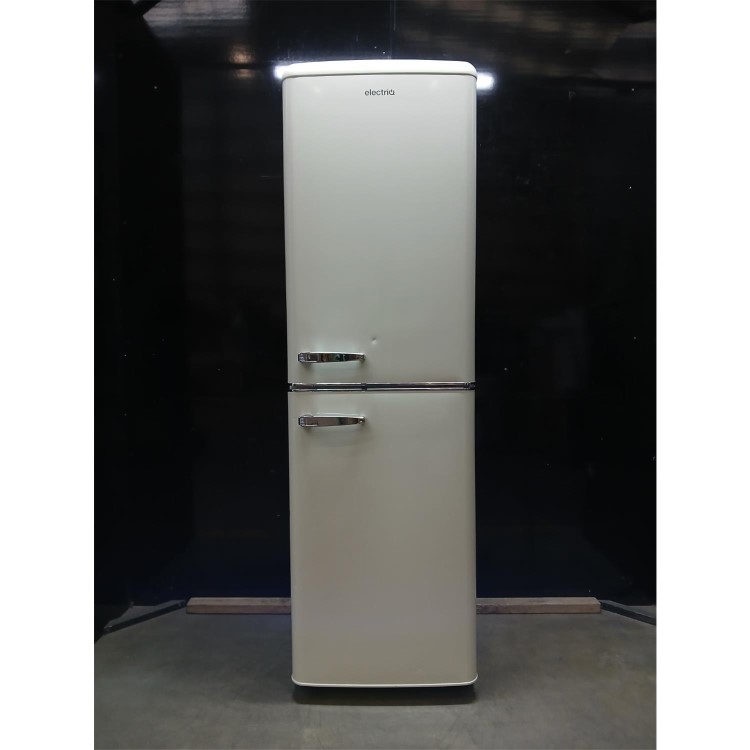 Refurbished electriQ 246 Litre 50/50 Retro Freestanding Fridge Freezer - Cream