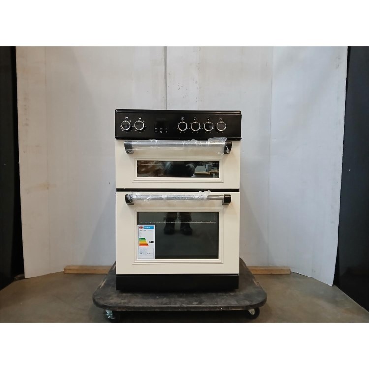 GRADE A2 - electriQ 60cm Double Oven Electric Cooker - Cream