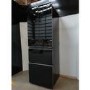 GRADE A2 - electriQ 320 Litre French Style American Fridge Freezer - Black Glass