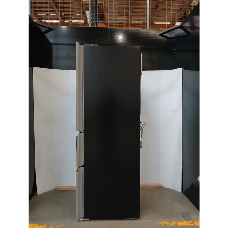GRADE A2 - electriQ 320 Litre French Style American Fridge Freezer - Black Glass