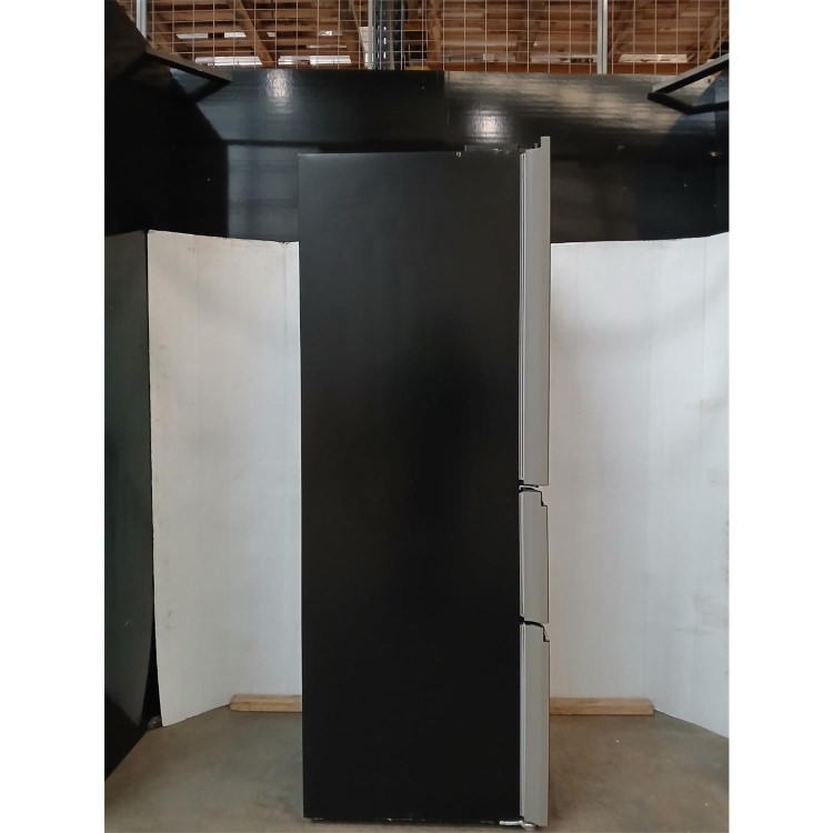 GRADE A2 - electriQ 320 Litre French Style American Fridge Freezer - Black Glass