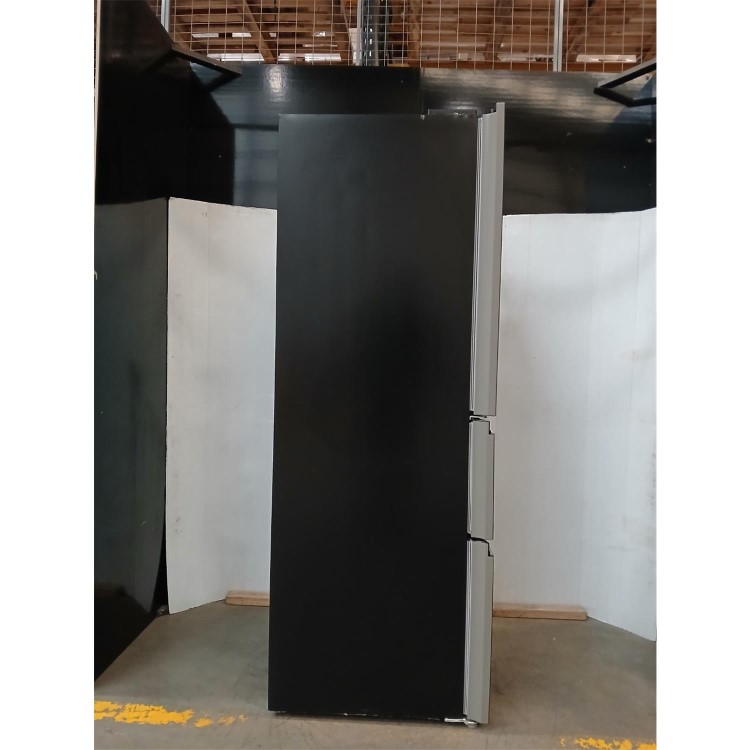 GRADE A2 - electriQ 320 Litre French Style American Fridge Freezer - Black Glass