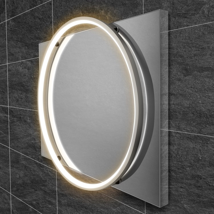 Chrome Round Heated Bathroom Mirror with Lights 500 x 700mm- hib. Solas 50