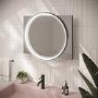 Black Round Heated Bathroom Mirror with Lights 600 x 800mm- HiB Solas 60