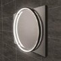 Black Round Heated Bathroom Mirror with Lights 600 x 800mm- HiB Solas 60
