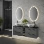 Oval Heated Bathroom Mirror with Lights 800 x 500mm- hib. Arena 80
