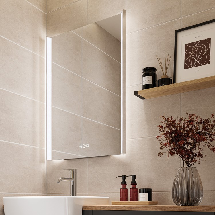 Rectangular Heated Bathroom Mirror with Lights 600 x 800mm -hib. Fold 60