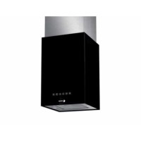 Fagor 7CFT-NEROIsla 40cm Wide Column Island Hood In Black Glass And Stainless Steel