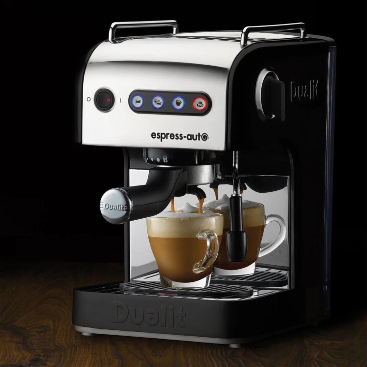Dualit Espress-Auto Freestanding Coffee & Tea Machine with Milk Frother- Stainless Steel