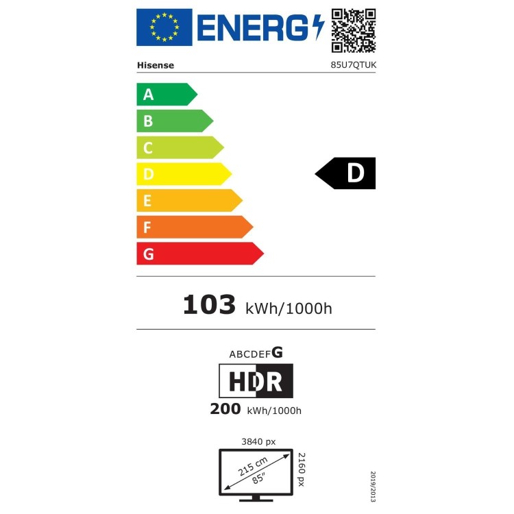 Hisense U7QTUK 85 inch Smart 4K Ultra HD Mini-LED TV