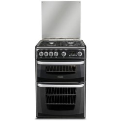 GRADE A1 - Hotpoint CH60GCIK Carrick Double Oven 60cm Gas Cooker Black
