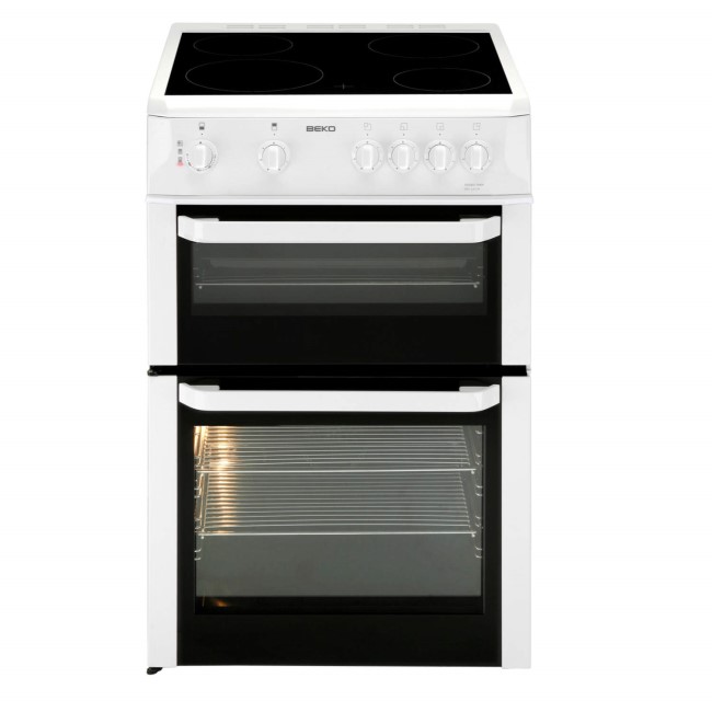GRADE A1 - Beko BDC643W 60cm Double Cavity Electric Cooker WIth Ceramic Hob White