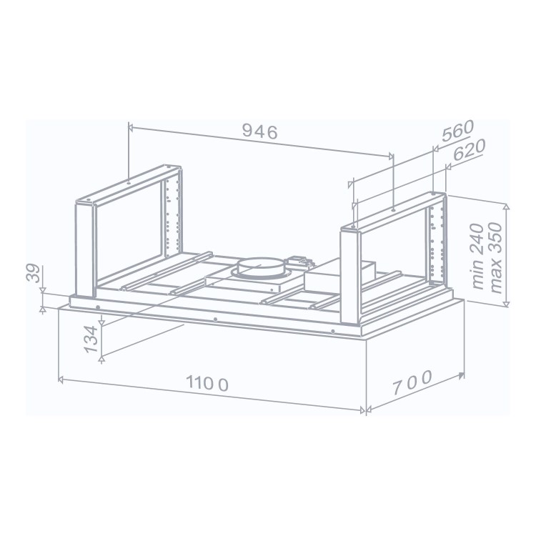 GRADE A3 - Best HOOD-BE-CE-11-SS Cirrus Ceiling Cooker Hood Stainless Steel Remote Motor Version