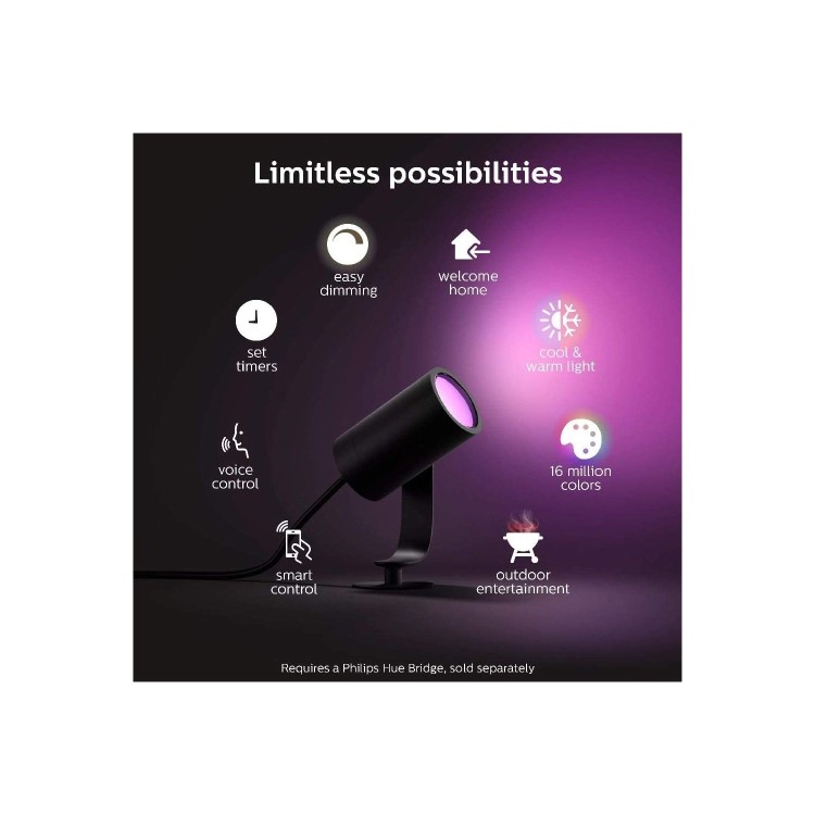 Philips Hue White & Colour Ambiance Lily Outdoor Spot Light - A+ Rated