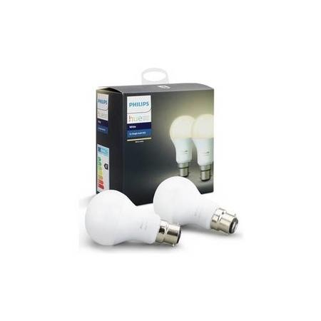 GRADE A1 - Philips Hue White B22 Fitting - 2 Pack - works with Alexa & Google Assistant