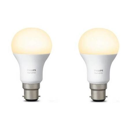 GRADE A1 - Philips Hue White B22 Fitting - 2 Pack - works with Alexa & Google Assistant