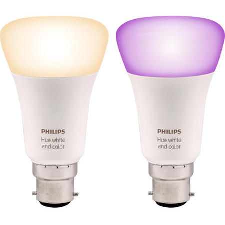 Philips Hue White & Colour Ambiance with B22 Bayonet Ending - 2 Pack