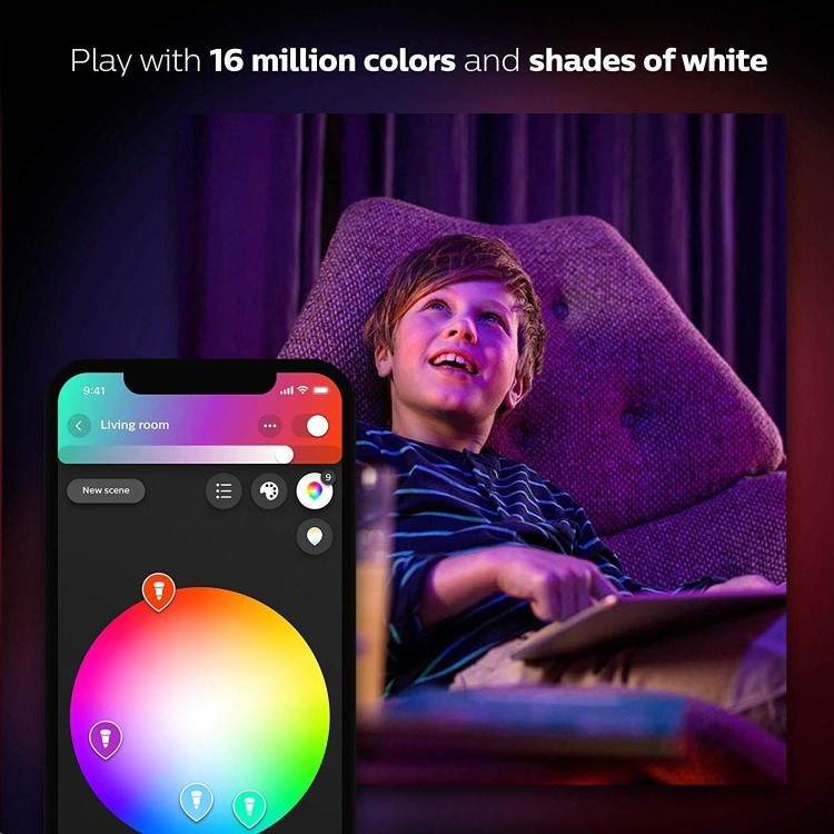 Philips Hue White & Colour Ambiance with B22 Bayonet Ending - 2 Pack