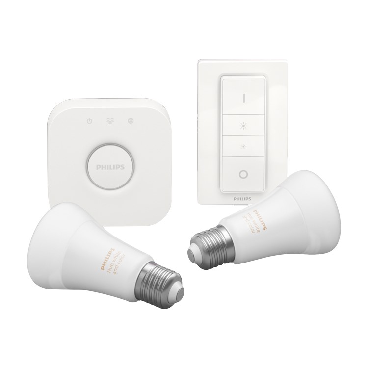 Philips Hue White and Colour Ambiance E27 Bridge + Dimmer Starter Kit