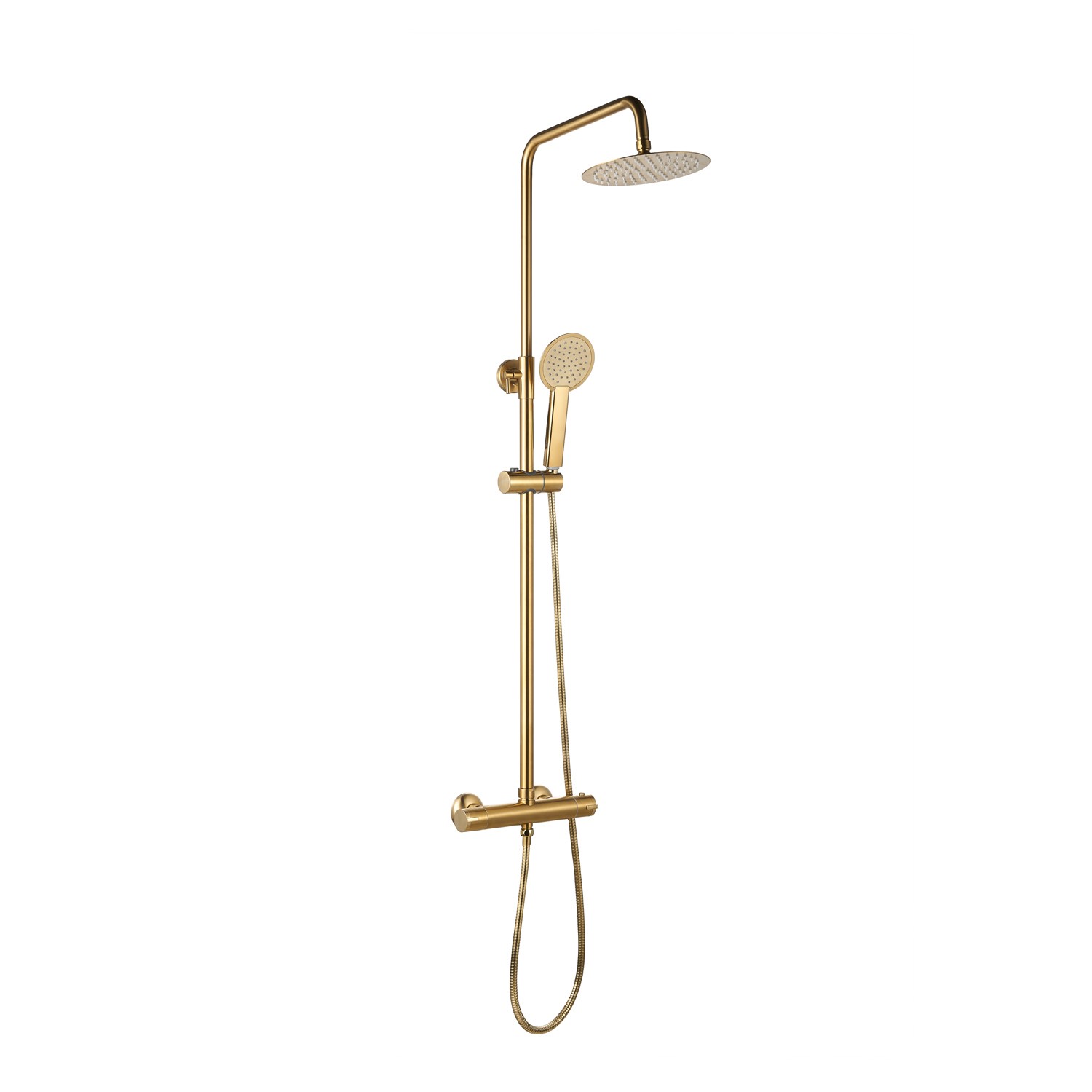 Brass Thermostatic Mixer Bar Shower with Round Overhead & Handset - Equate