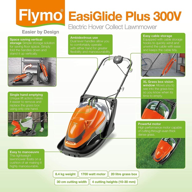 Flymo Easi Glide Plus 300V 30cm Hover Collect Corded Electric Lawnmower