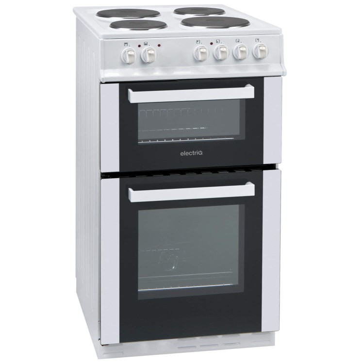 electriQ 50cm Electric Twin Cavity Cooker With Solid Hotplate - White