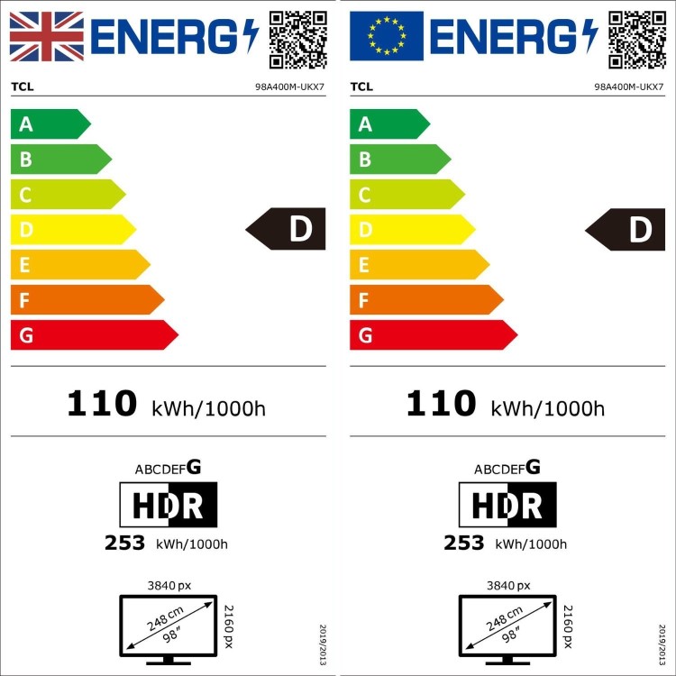 TCL 98A400M-UK 98-Inch 4K QD-Mini LED Google TV  Ultra HD HDR Smart TV with Dolby Vision 144Hz Gaming & Premium Cinematic Display