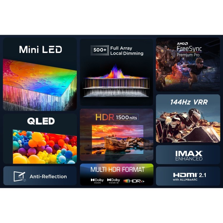 TCL C805K 75 inch Smart Mini LED 4K Ultra HD Google QLED TV