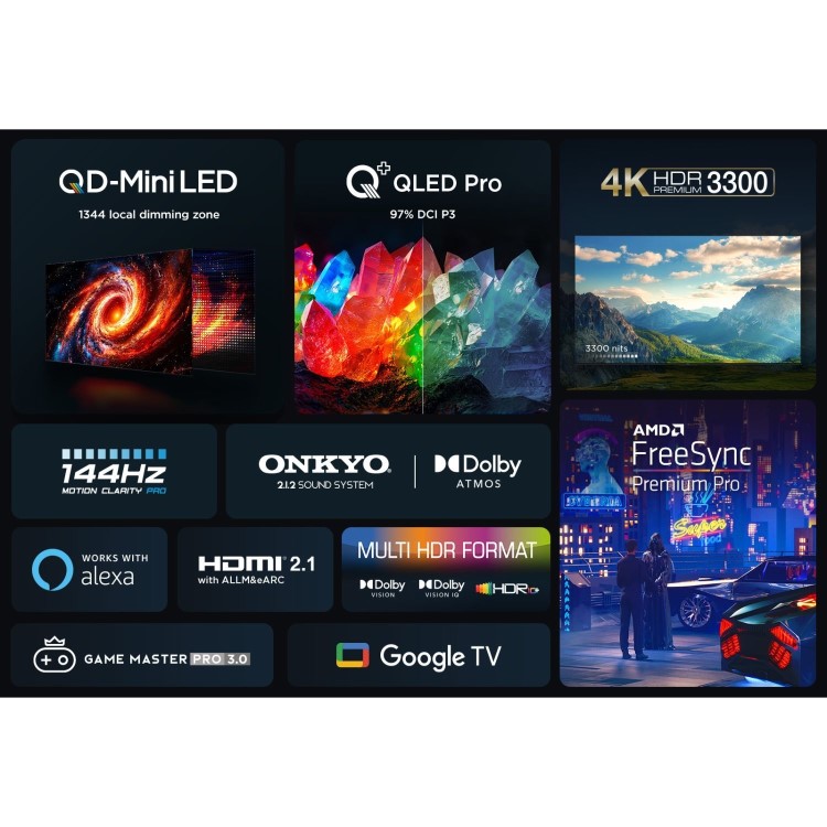 TCL C855K 75 inch Smart Mini LED 4K Ultra HD Google QLED TV