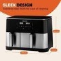 GRADE A1 - Instant Pot Dual Vortex Air Fryer PFAS Free Large 11L Twin 7L and 4L Baskets 8-in-1 Dehydrate Grill Bake Roast Reheat Non-Stick Easy Clean Dishwasher Safe Stainless Steel