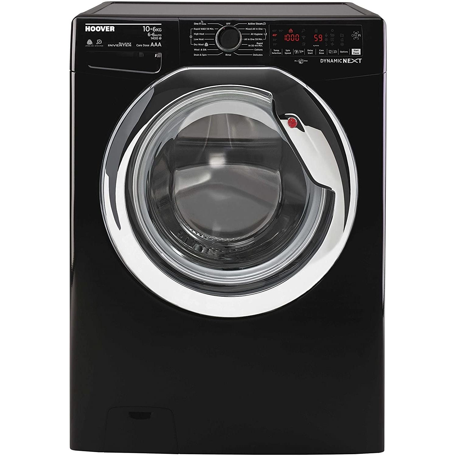 Refurbished Hoover WDWOAD4106AHCB Smart Freestanding 10/6KG 1400 Spin Washer Dryer Black