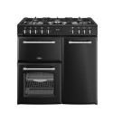 A1/444411820 GRADE A1 - Belling Farmhouse 90cm Dual Fuel Range Cooker - Black