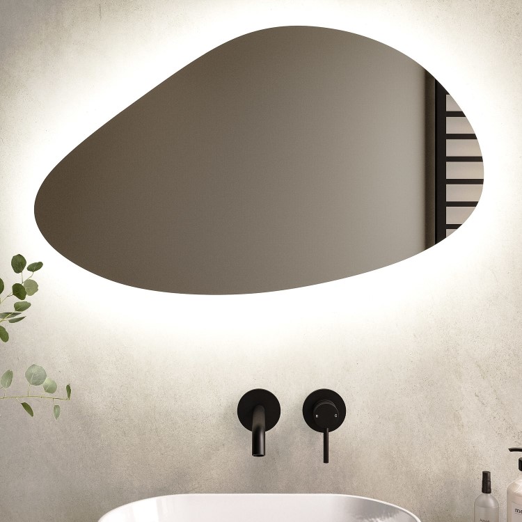 ONLY OPENED - Pebble Backlit Heated Bathroom Mirror with Lights 500 x 800mm - Apollo