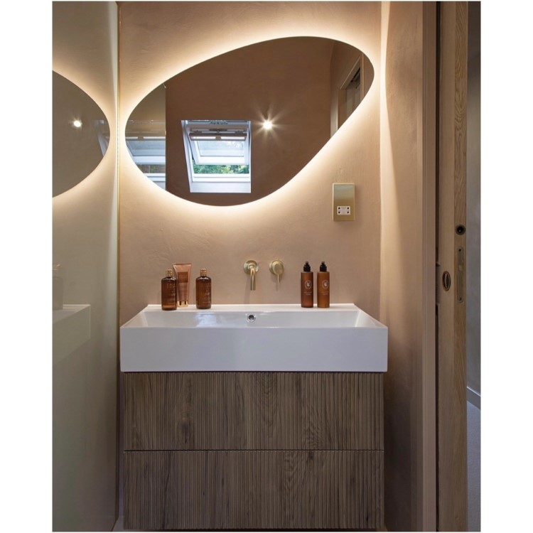 ONLY OPENED - Pebble Backlit Heated Bathroom Mirror with Lights 500 x 800mm - Apollo