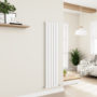 Refurbished Eco Eleganza White Vertical Flat Designer Aluminium Radiator 1600x375mm Double Panel 3374 BTU