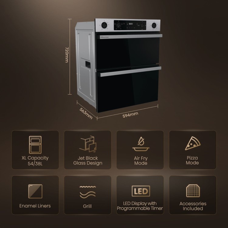 Hisense Hi6 BUD714221AX Built-Under Electric Double Oven - Stainless Steel