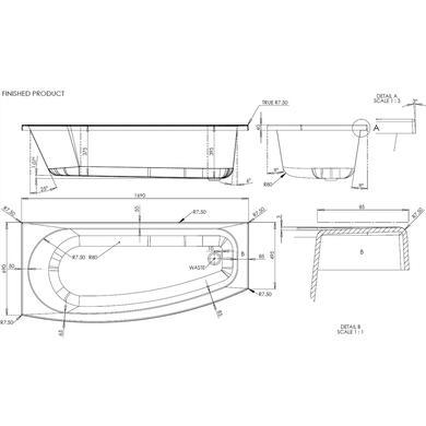 GRADE A1 - 1695 x 695 x 500 BROOKLYN SPACE SAVER R/H BATH
