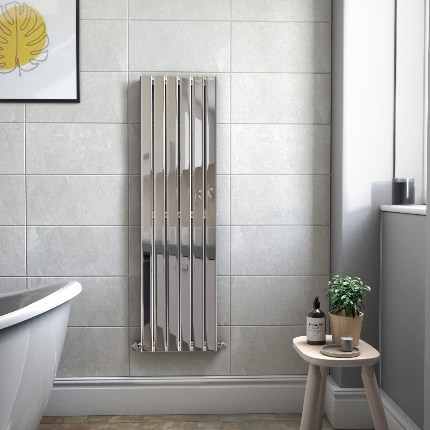 Chrome Vertical Single Panel Radiator 1600 x 452mm - Mojave