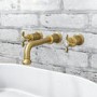 Wall Mounted Brass Double Lever Basin Mixer Tap - Camden