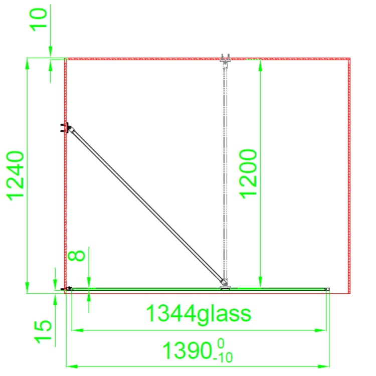 GRADE A1 - Black 1400mm Framed Wet Room Shower Screen with Wall Support Bar - Zolla