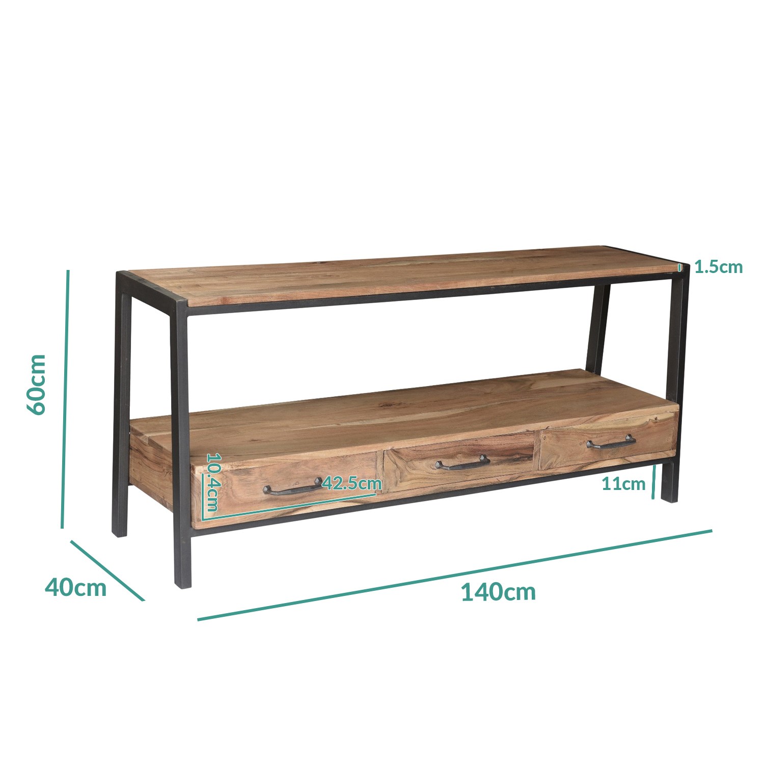 Solid Wood & Metal TV Unit with Storage TV's up to 55" Cyra CYR001