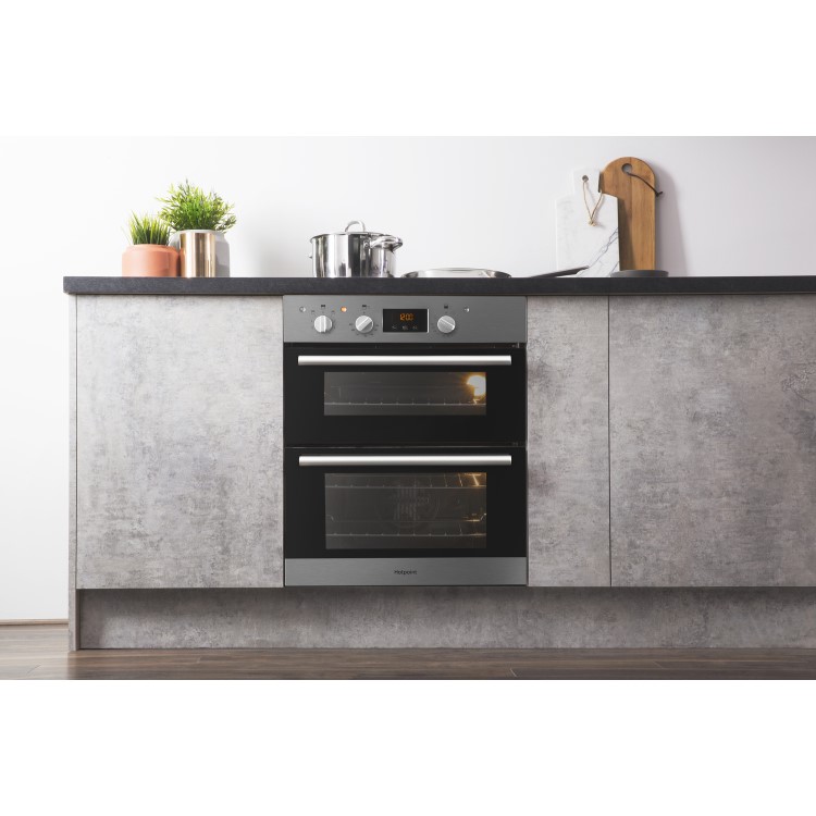 GRADE A2 - Hotpoint DU2540IX Luce Electric Built Under Double Oven - Stainless Steel