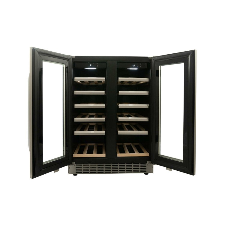 Refurbished Danby DWC120KD1BSS Freestanding 40 Bottle French Door Dual Zone Wine Cooler