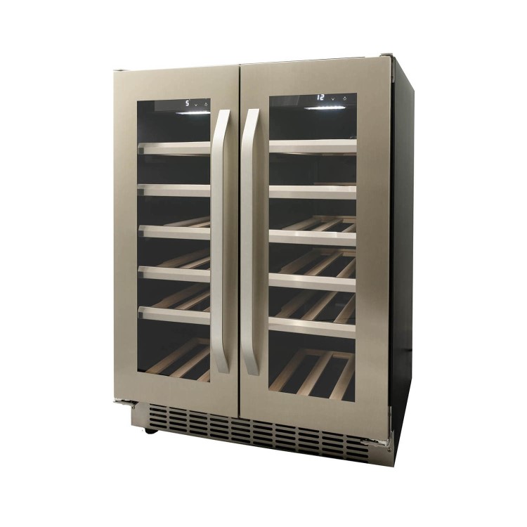 Refurbished Danby DWC120KD1BSS Freestanding 40 Bottle French Door Dual Zone Wine Cooler
