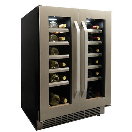Refurbished Danby DWC120KD1BSS Freestanding 40 Bottle French Door Dual Zone Wine Cooler