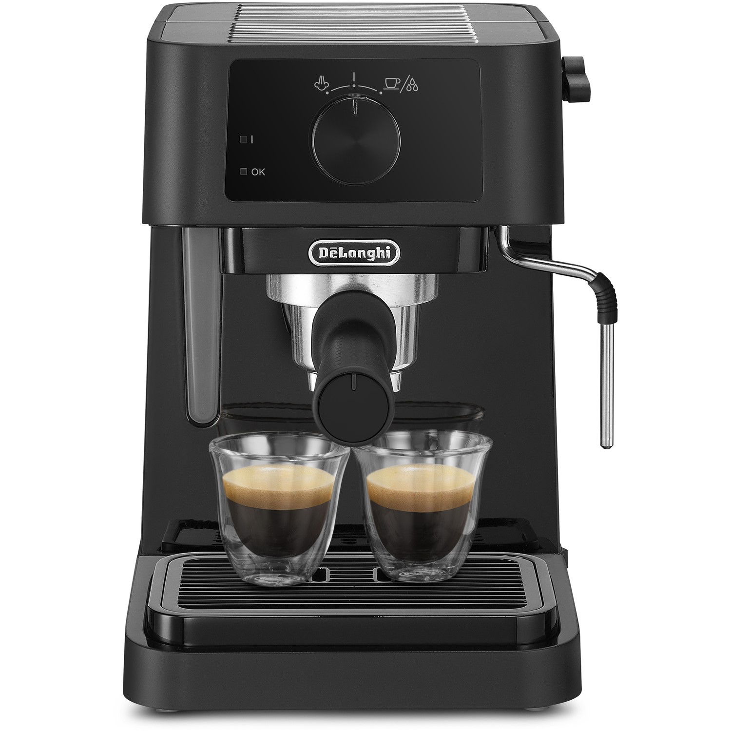 Delonghi Black Stilosa Manual Espresso Freestanding Coffee Machine With Milk Frother - Size 35